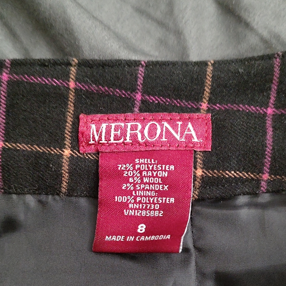 Merona Black and Pink Checkered Skirt